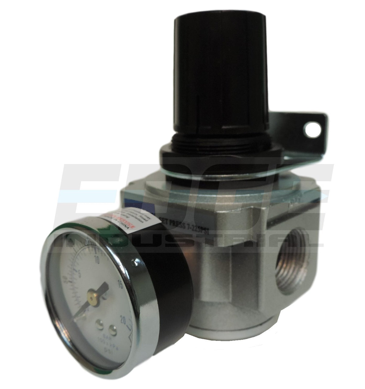THB inline regulator gauge and knob close-up for precise pressure adjustment.