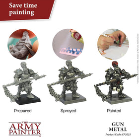 The Army Painter 400 ml acrylic primer dries quickly, reducing waiting between coats.