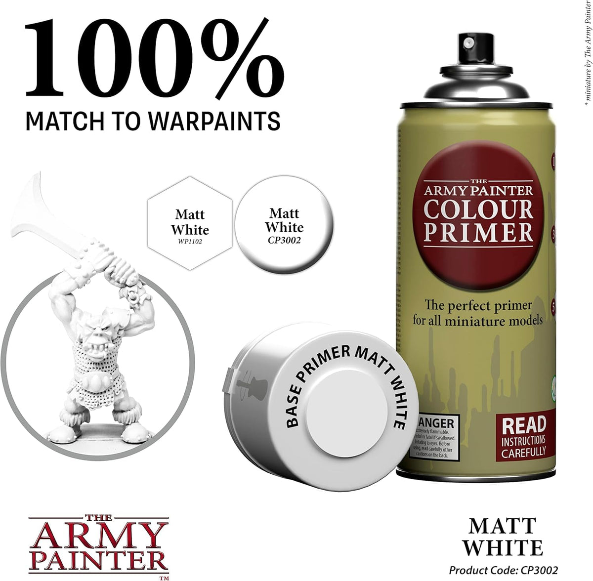 The Army Painter Matt White spray in action delivering fast coverage on miniatures.