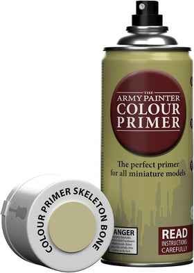 The Army Painter Color Primer Skeleton Bone 400ml can ready for fast, even priming of miniatures.