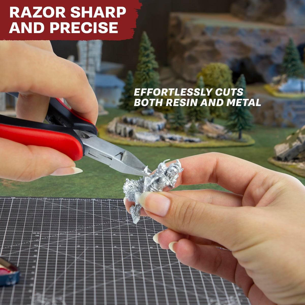 The Army Painter precision side cutters with spring-aligned jaws ensure consistent cuts on plastic models.