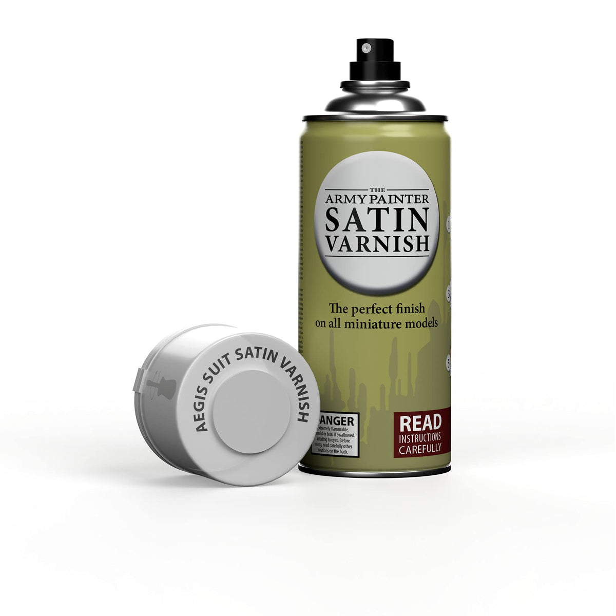 The Army Painter Satin Varnish bottle protects miniatures with a smooth, protective satin finish for tabletop gaming.