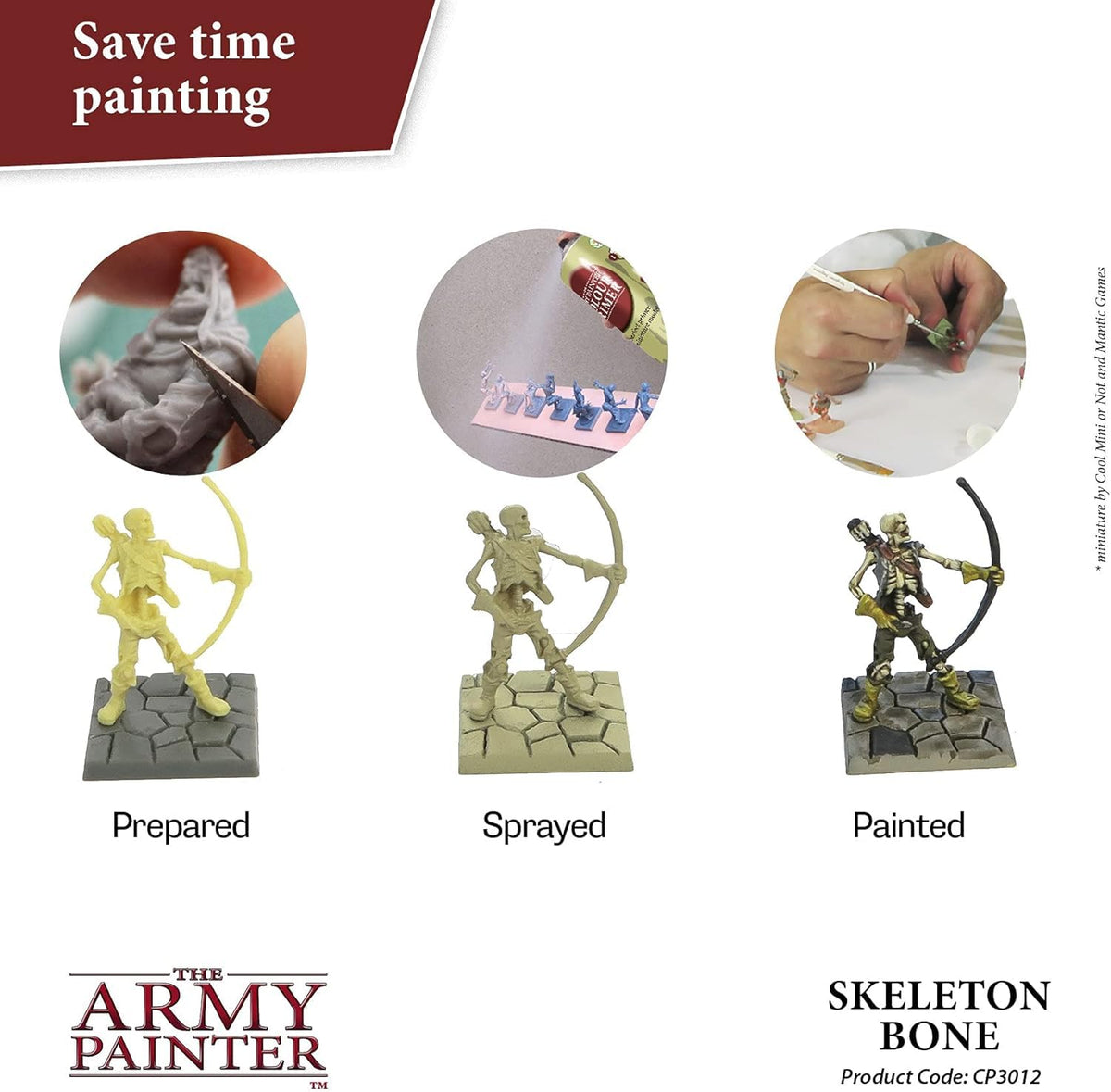 The Army Painter Skeleton Bone spray nozzle enables smooth, precise pigment distribution.
