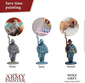 Matte finish after drying with The Army Painter Wolf Grey primer.