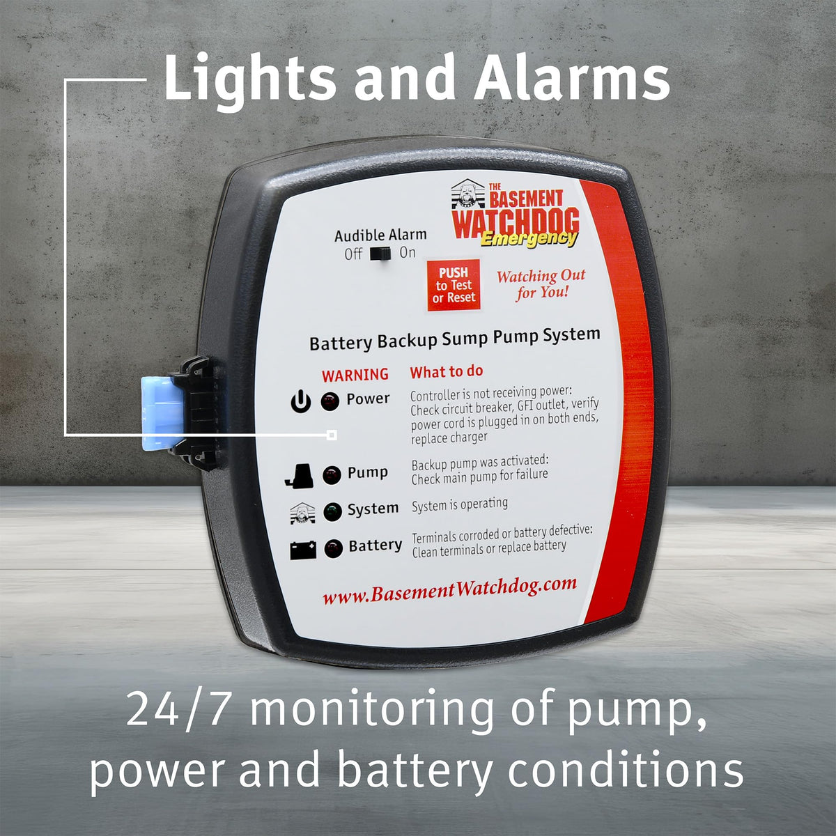 The Basement Watchdog automatic charger maintains battery readiness