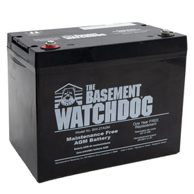 The Basement Watchdog BW-27AGM battery backup powers sump pumps during outages.