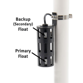 The BWC1 vented curved bottom minimizes debris under the float.