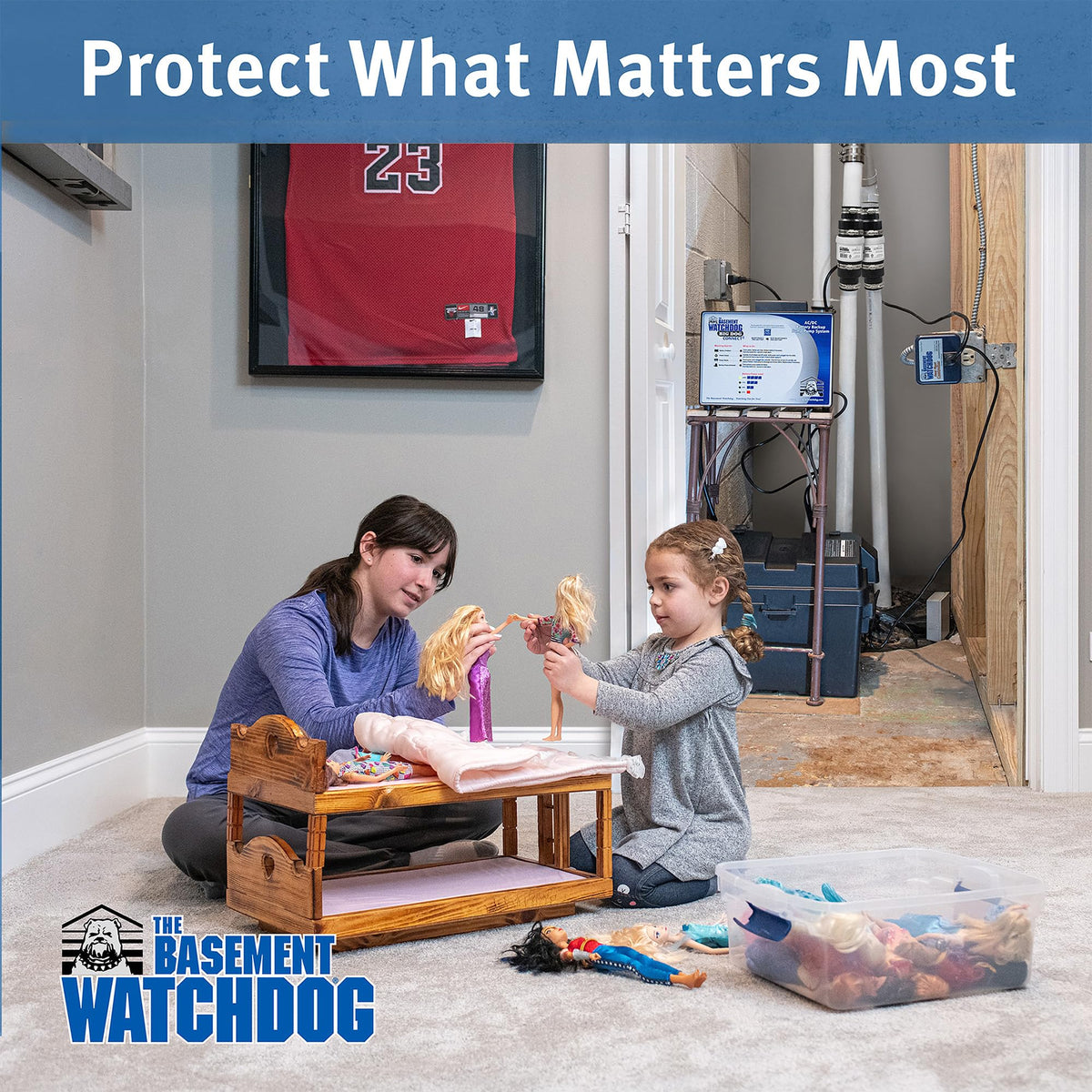 The Basement Watchdog system alerts with visual indicators and audible alarms