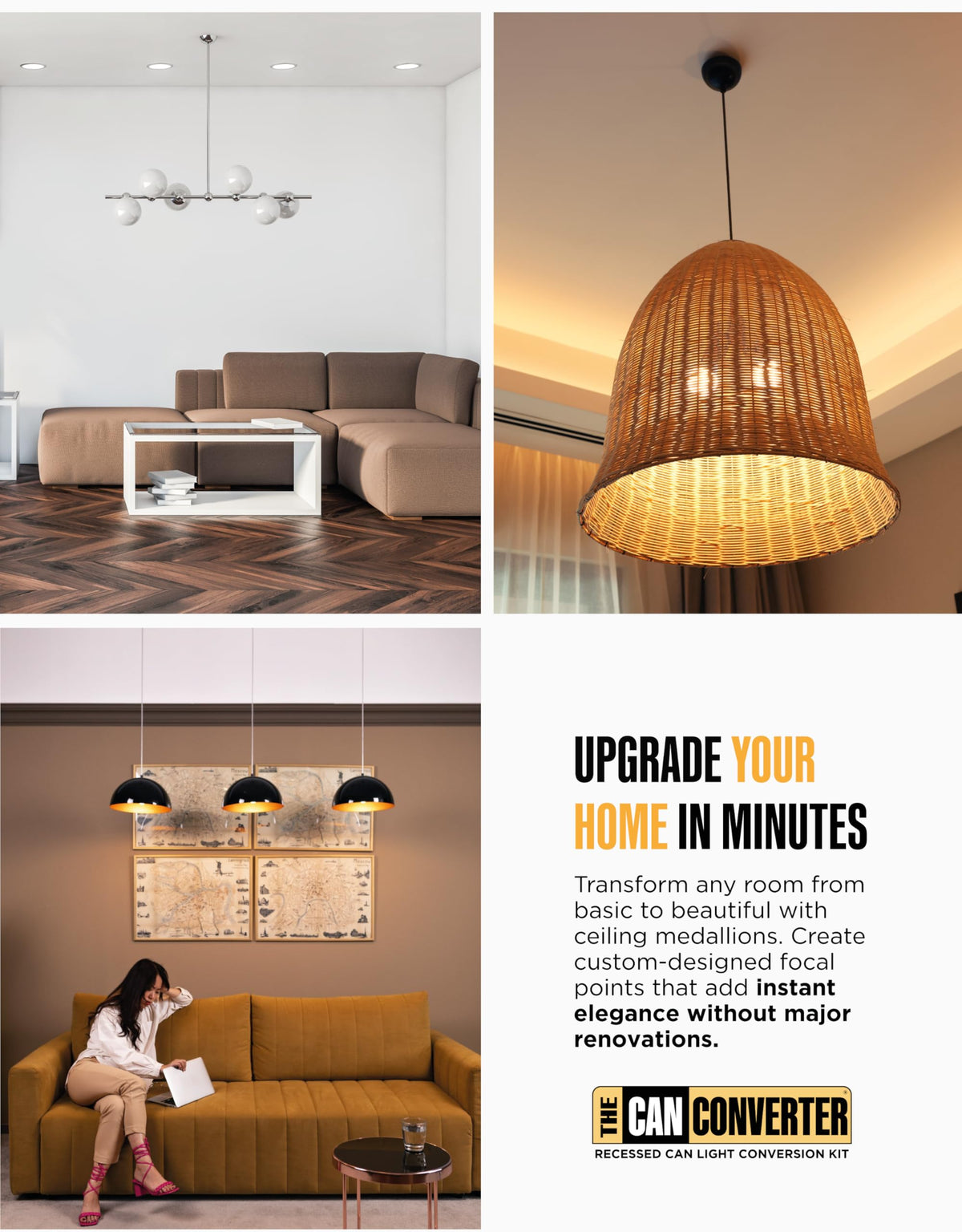 The Can Converter easy-install trim simplifies ceiling upgrades