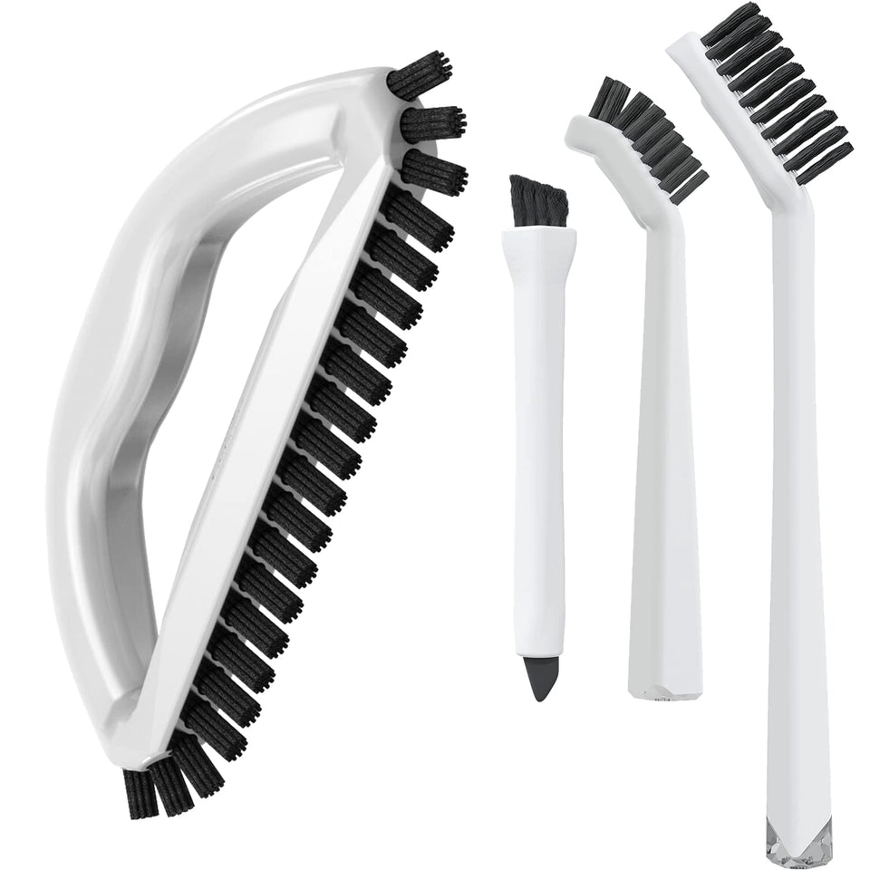 The Crown Choice grout brush set 4pc in action scrubbing stubborn grout