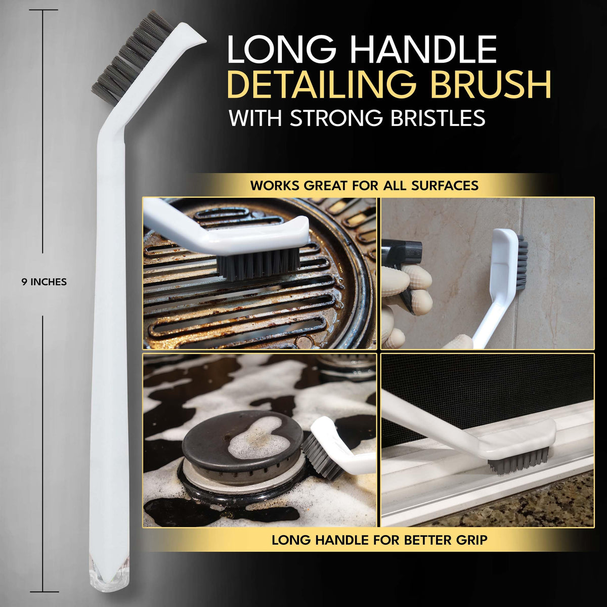 The Crown Choice grout brush tackles tiles and corner areas easily