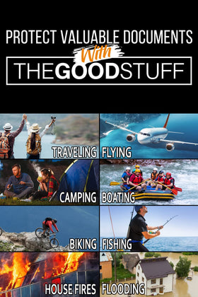 The Good Stuff fireproof bag stores documents, cash, and valuables neatly