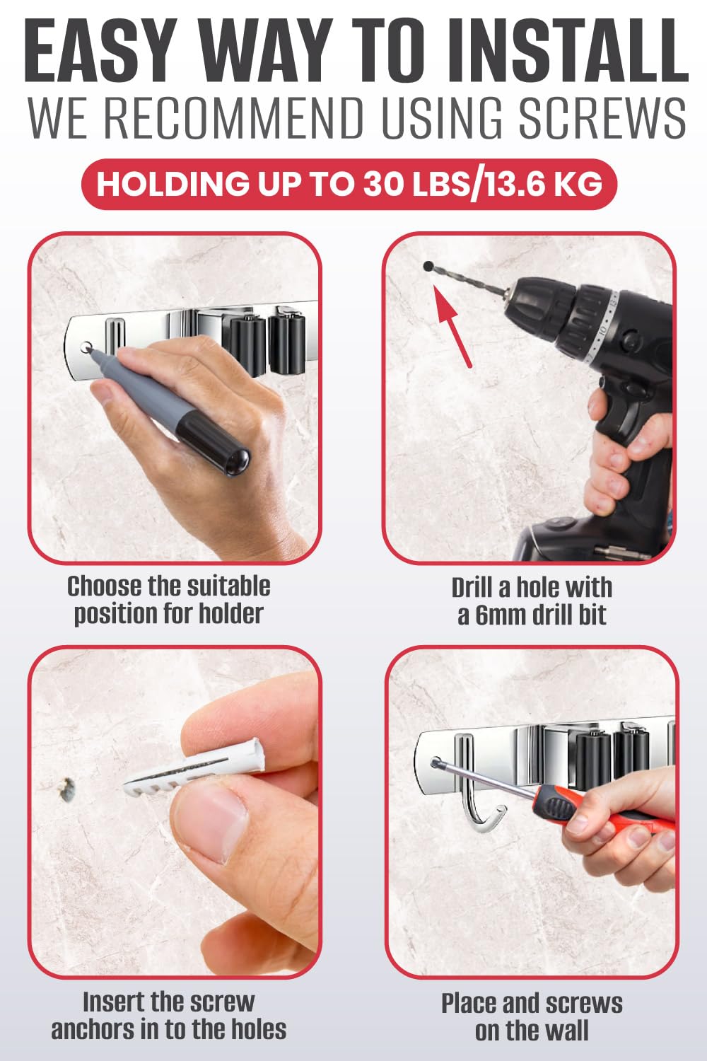 The Good Stuff five hooks organize towels, rakes, and small tools for quick access
