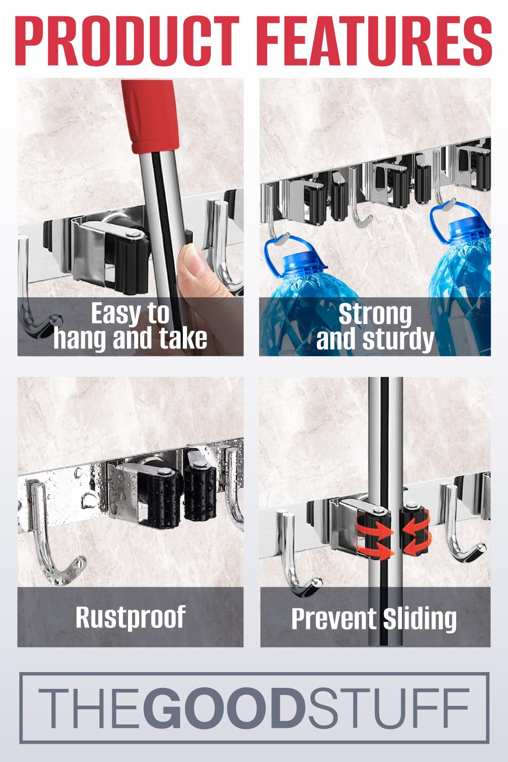 The Good Stuff space-saving design frees floor area in kitchen, laundry, or garage