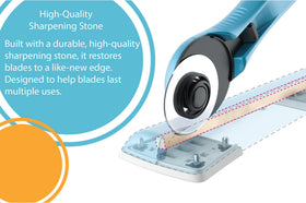 Dual-direction sharpening shown, ensuring even blade edges after use.