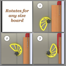 The Hedgehog featherboard aligned against a fence delivering cleaner, smoother cuts.