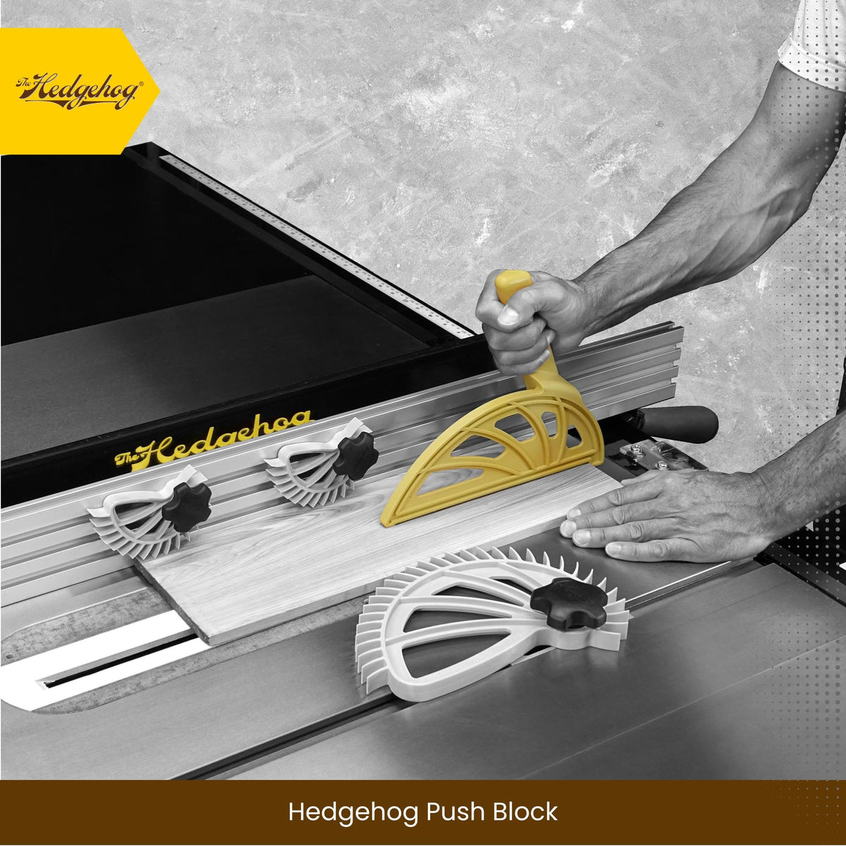 The Hedgehog push block demonstrates three-dimensional control for accurate cuts.