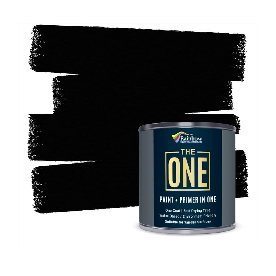 THE ONE All-In-One Paint & Primer bottle in black gloss for bold, even coverage.