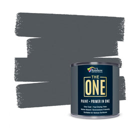 The One All-In-One Paint bottle in dark grey matte for quick indoor or outdoor updates.