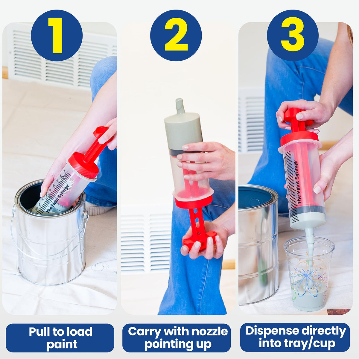 The Paint Syringe ergonomic handle provides comfortable grip during loading.
