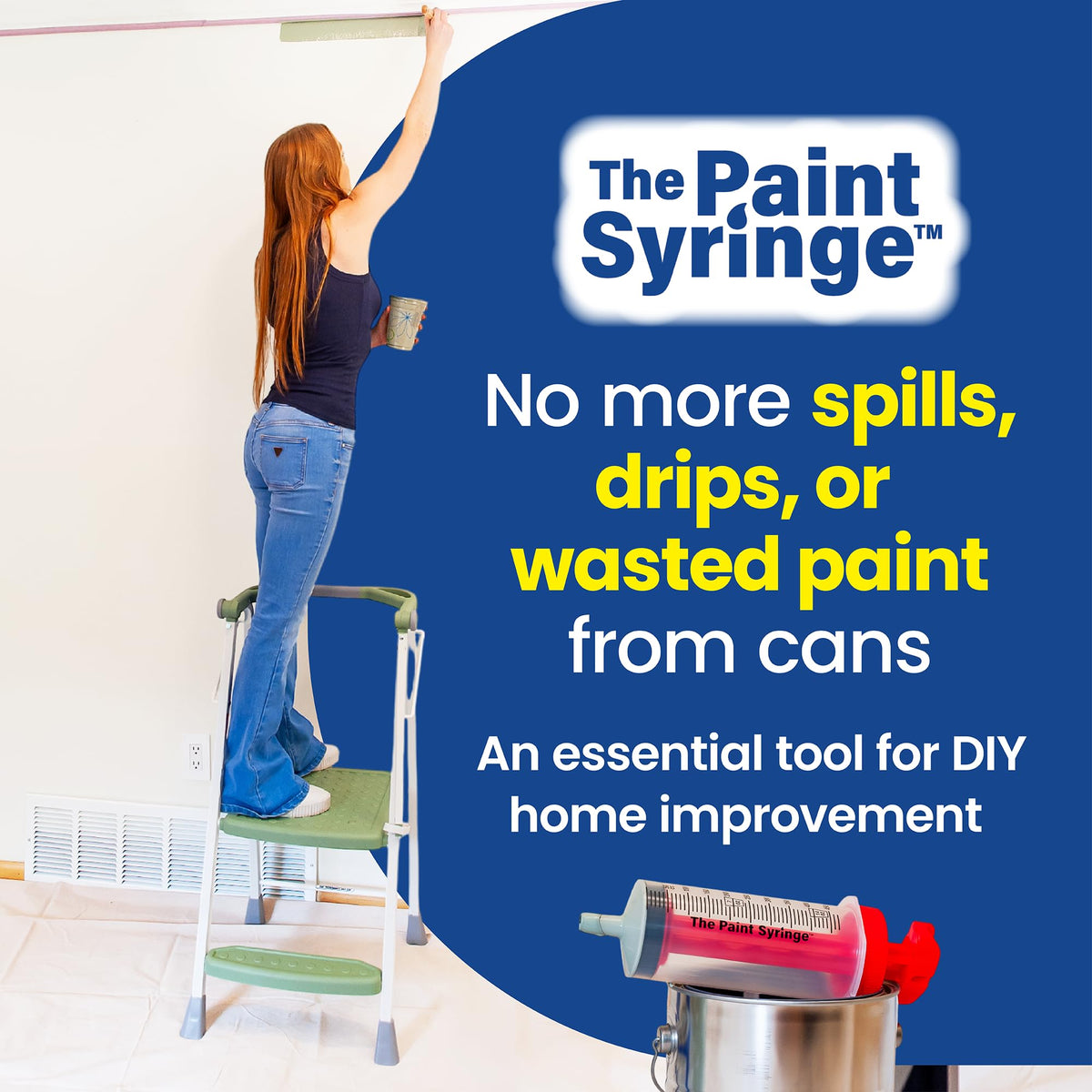 Measurement marks on the barrel help control paint usage during touch-ups.