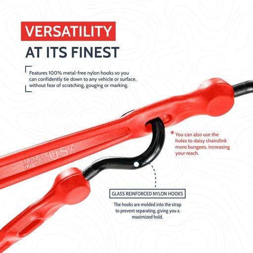 The Perfect Bungee 36inch stretched to 2x demonstrates extended load security