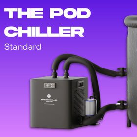 The Pod Company chiller shows a 20-micron filter system for clear water.