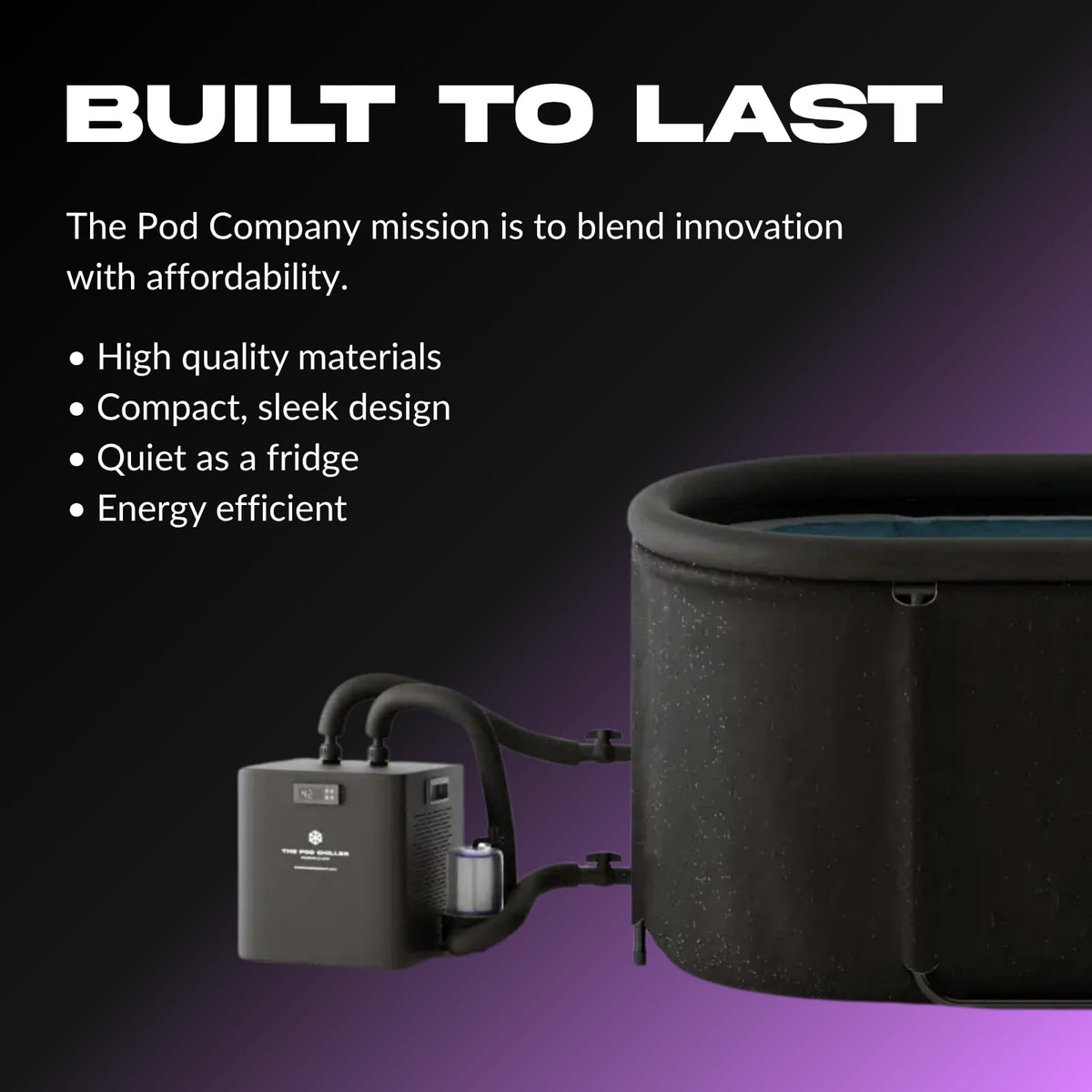 Water cooling action from The Pod Company chiller delivering 41°F plunge readiness.