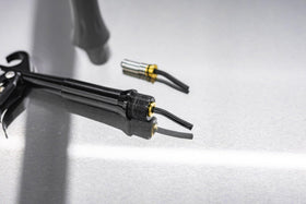 The Rag Company Ultra Air Blaster Bearing Kit 2 Pack in-use during car detailing.