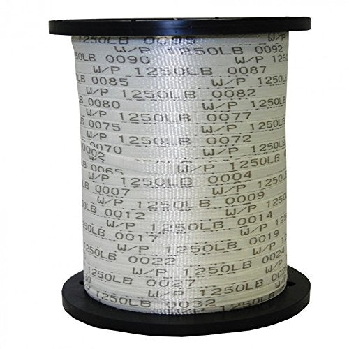 The Ribbon Factory 1250lb pull tape on reel for camping rigging and easy storage.