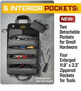 The Ryker Bag detachable pouches with D-loops provide flexible organization.