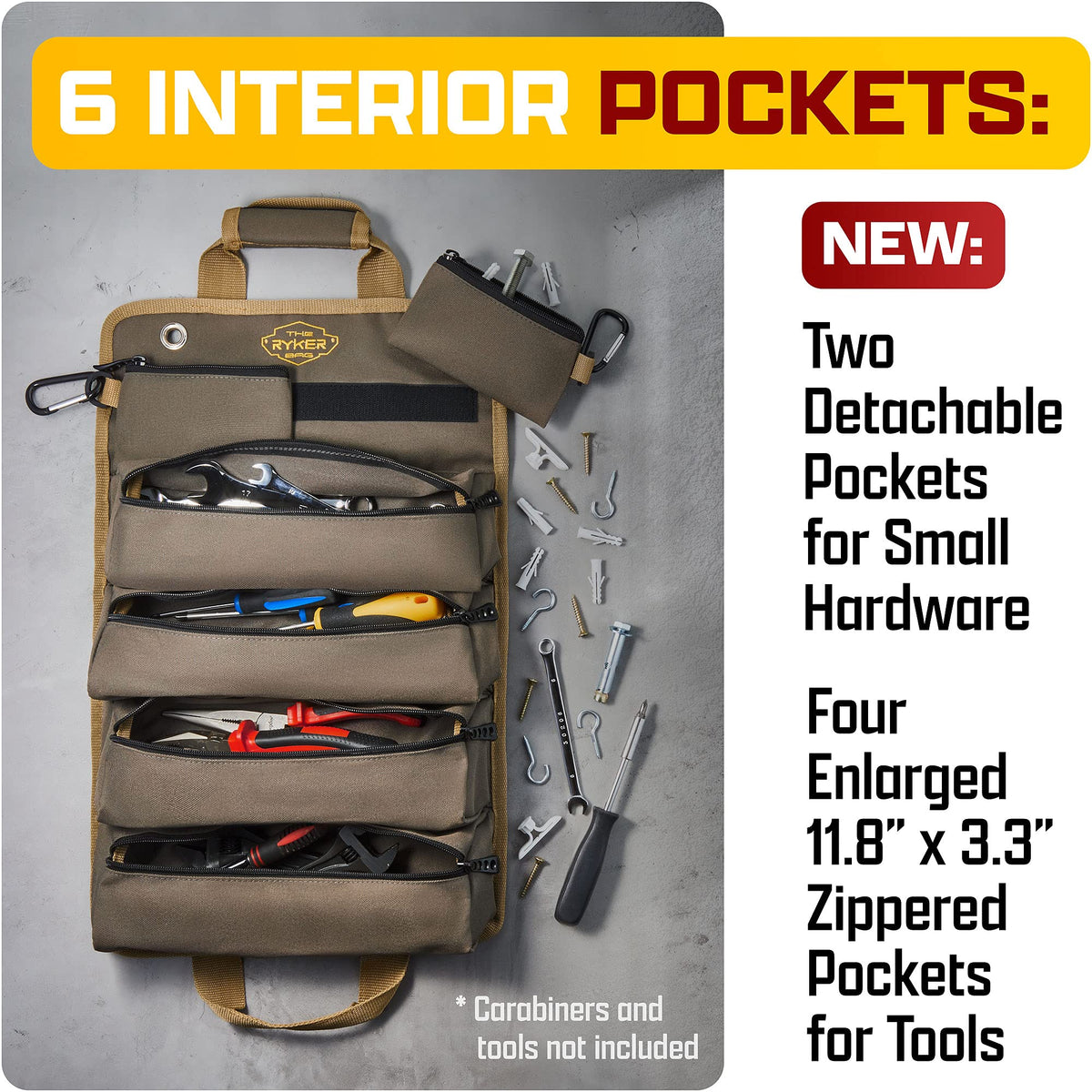 The Ryker Bag roll-up tool bag organizer with D-loops for secure attachment options.