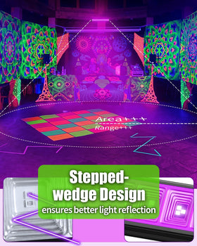THECHAM 42W black light bar angled beam covers a wide area for parties.