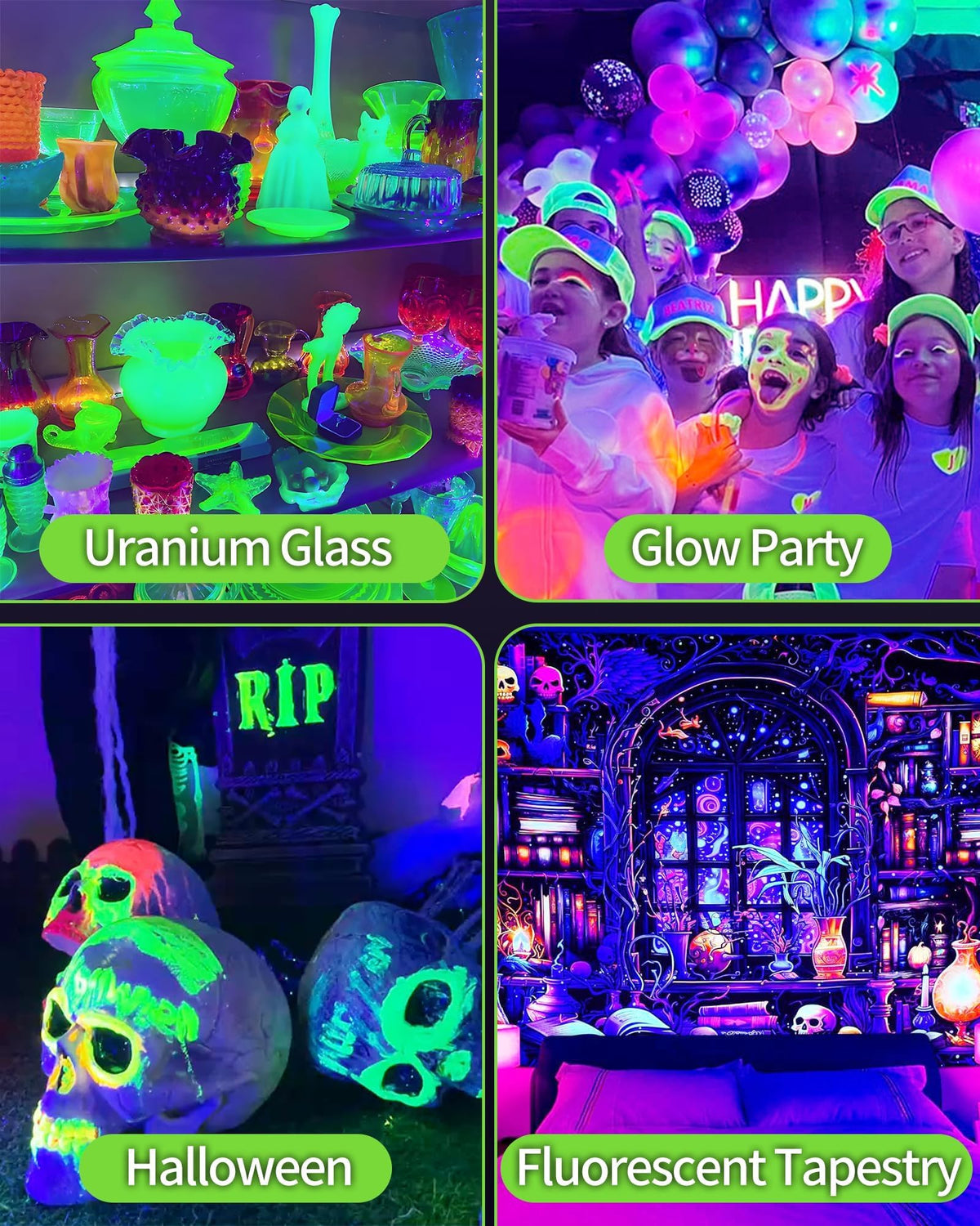 THECHAM 42W black light bar in a bedroom creating a soft night glow.