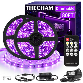 THECHAM remote control for black light strip enabling quick brightness and mode changes.