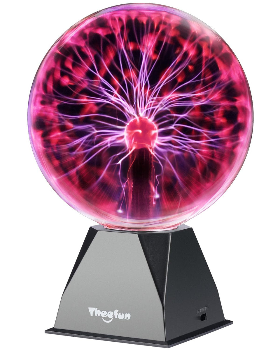 Theefun Plasma Ball 8inch glow with vibrant filaments for engaging desk decor.