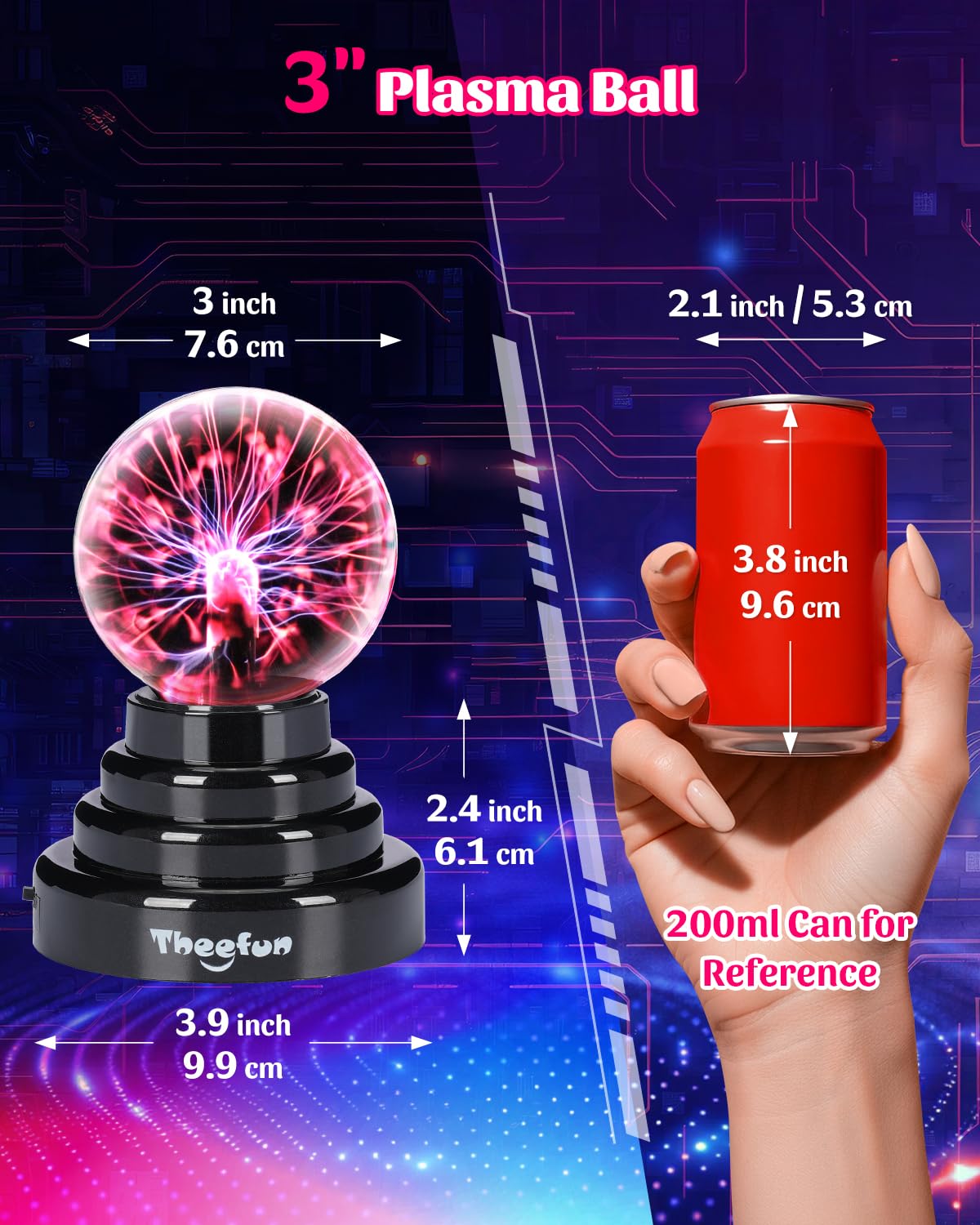 Theefun plasma ball bedroom decor adds playful mood lighting.