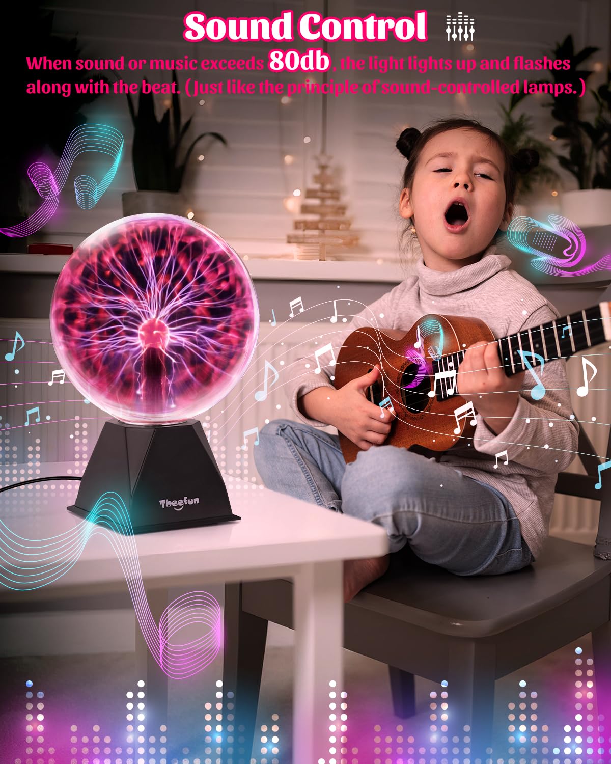 Theefun plasma ball colorful filaments dance, creating a captivating centerpiece for any room.