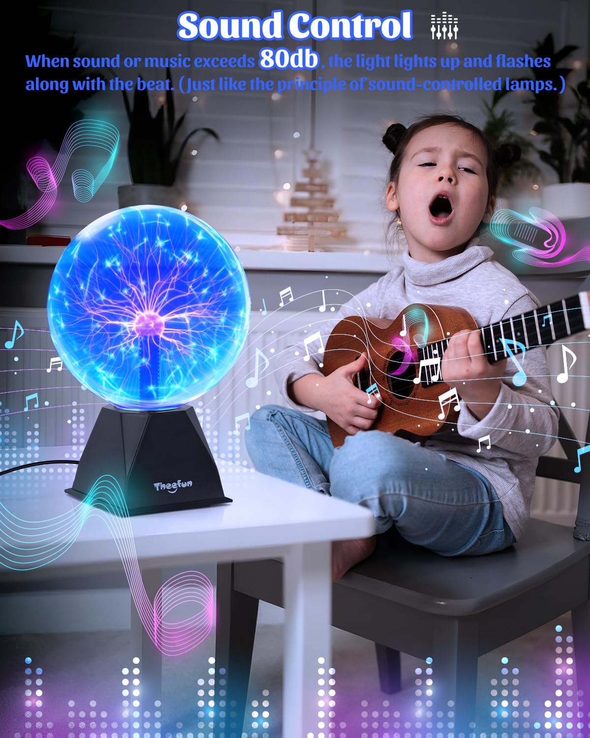 Theefun plasma ball glow on table enhances party ambiance with dynamic light