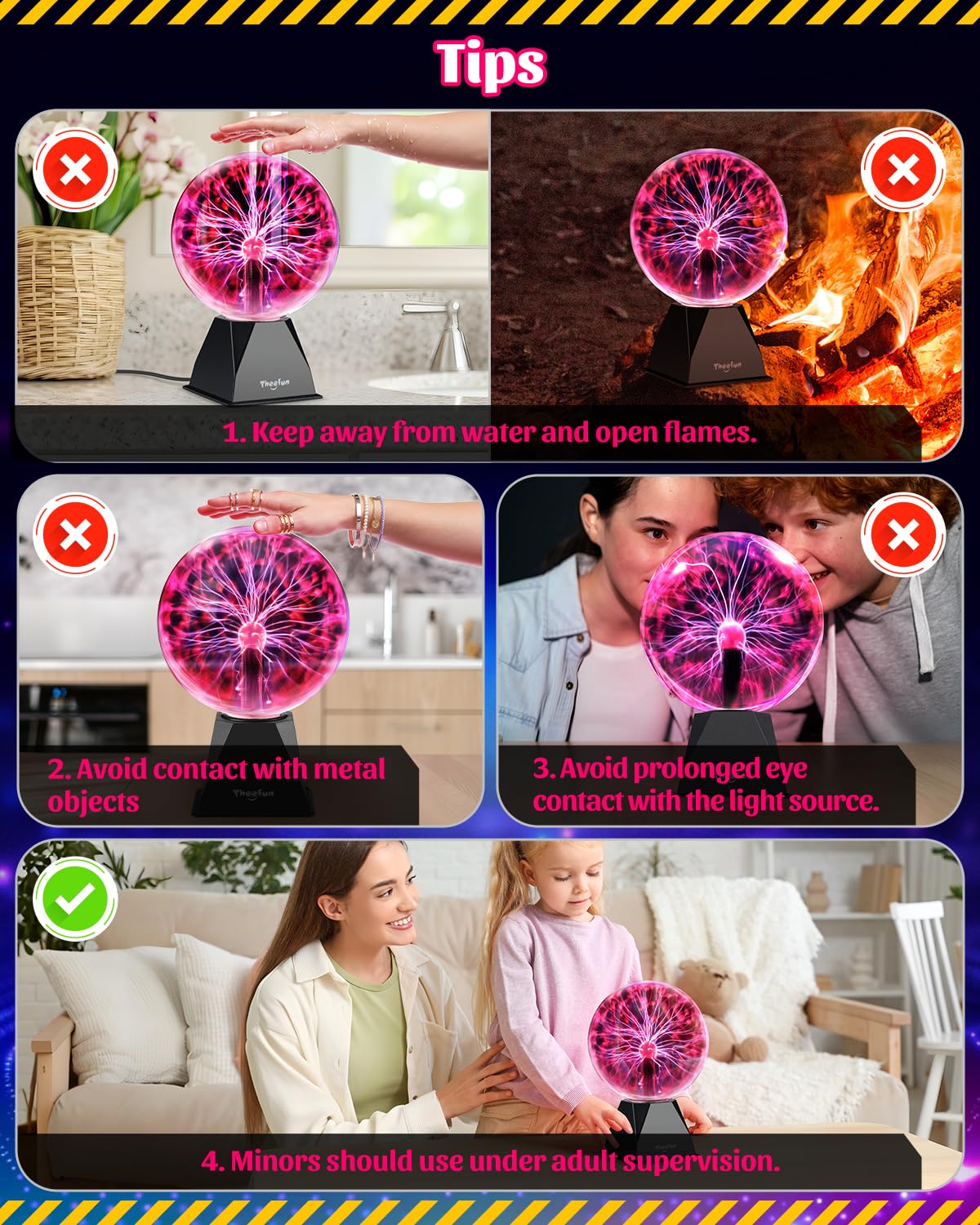 Theefun plasma ball night light show adds color to bedrooms and living spaces.