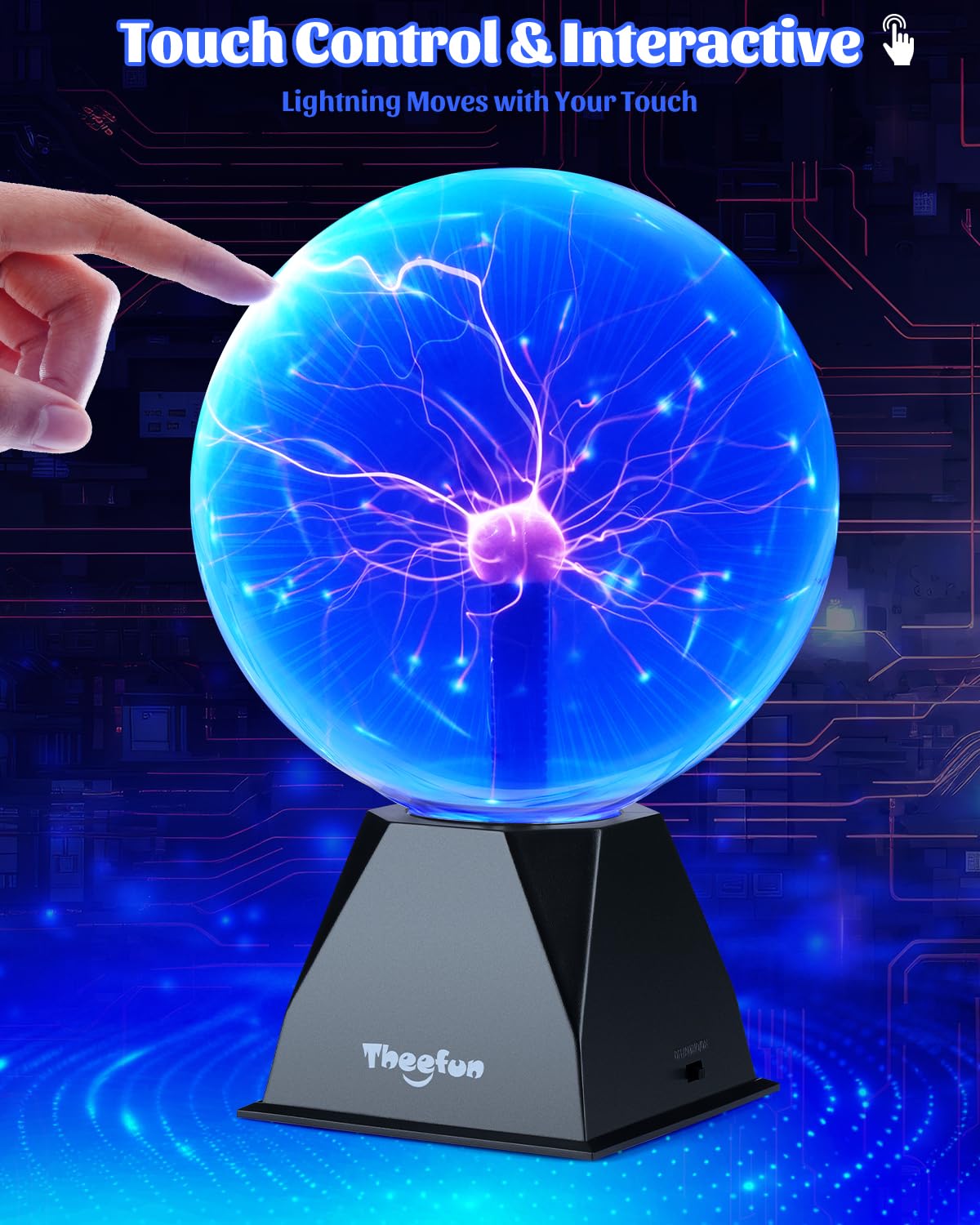 Theefun plasma ball touch activation follows your fingers for interactive lighting