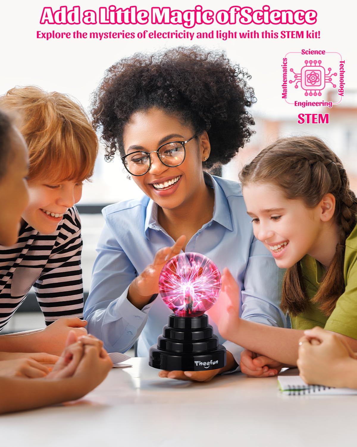 Theefun plasma ball touch-responsive beams follow your finger for interactive fun.
