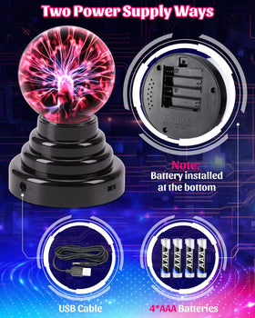 Theefun Plasma Ball USB-powered for easy desk use.