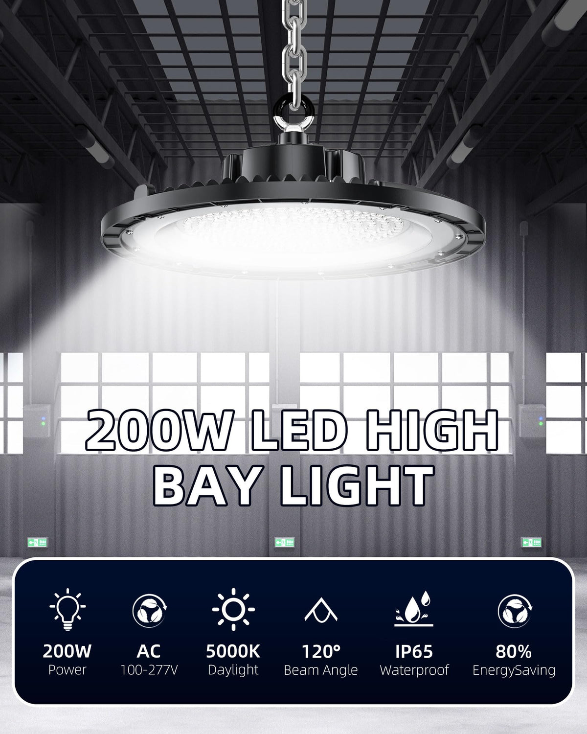 THELUX 200W UFO High Bay Light ceiling installation, quick setup for fast deployments