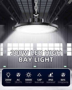 THELUX 200W UFO High Bay Light ceiling installation, quick setup for fast deployments