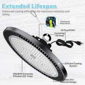 THELUX 6Pack high bay light plug-in cable demonstrates quick, safe installation.