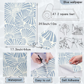 Theper white-blue design works well on bedroom walls for a fresh vibe