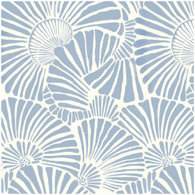 Theper white and blue wallpaper seashell stripe adds coastal texture to walls