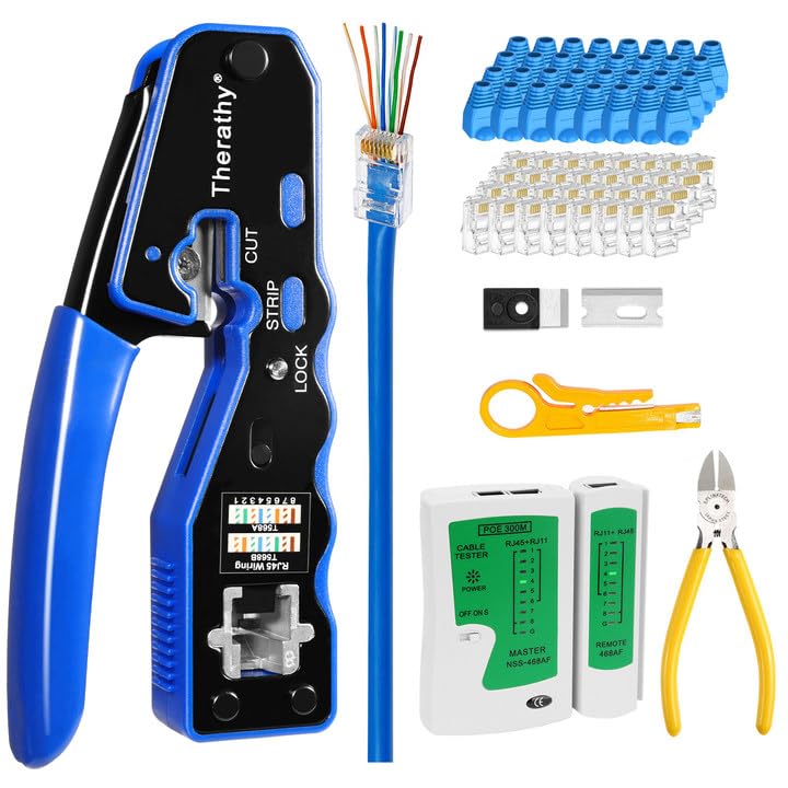 Therathy RJ45 Crimp Tool Kit assembled for professional networking projects
