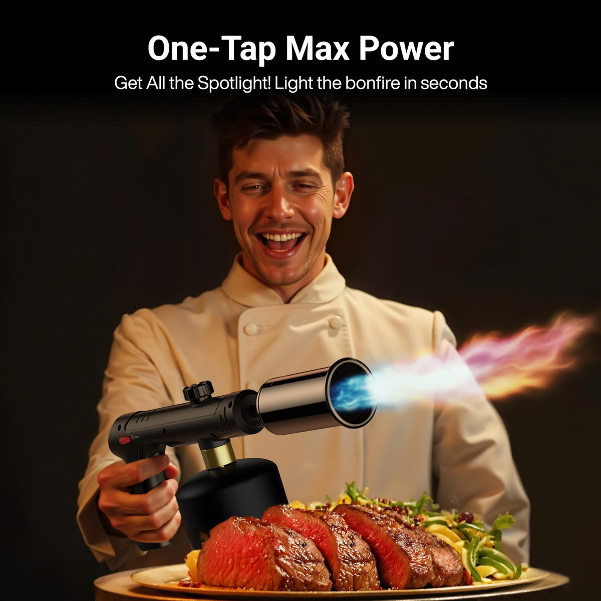 ThermoMaven adjustable flame control knob enables precise heat for grilling